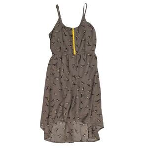 Xhilaration Gray Bird Print Baby Doll Dress